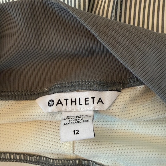 Athleta Brooklyn Textured 16” Skirt Skort Gray White Stripe Women’s Size 12 Golf - Picture 6 of 9